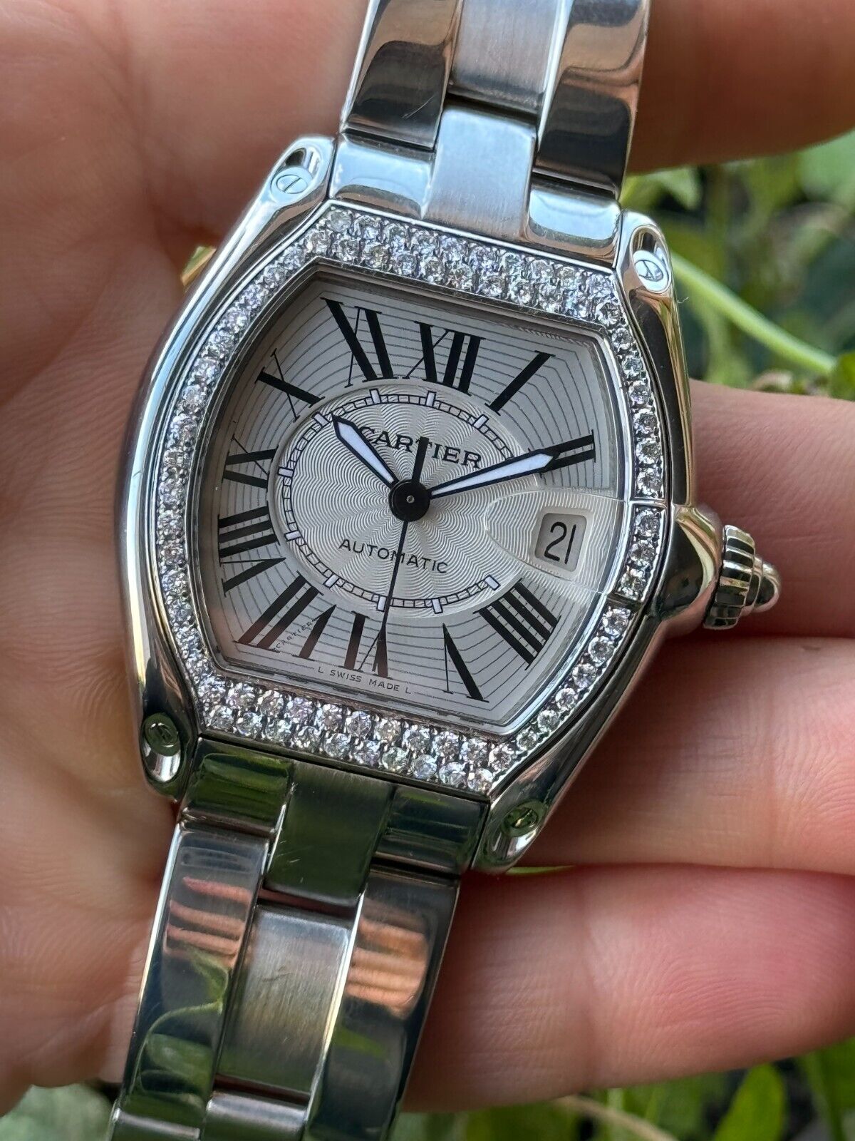 Cartier Roadster 2510 Diamond Bezel Watch