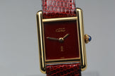 Cartier Must Tank Red Dial Watch, Full Set
