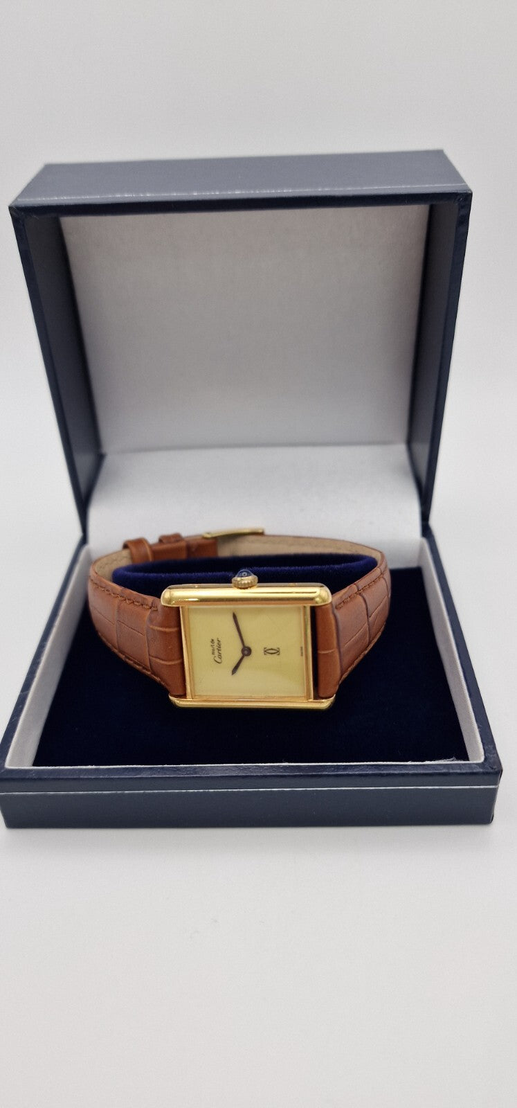 Must de Cartier Tank 18ct Gold on Silver Mid Size Vintage  Mechanical Watch.
