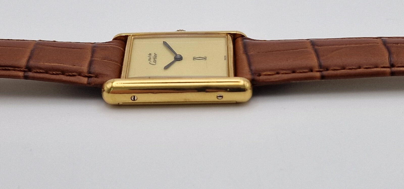 Must de Cartier Tank 18ct Gold on Silver Mid Size Vintage  Mechanical Watch.