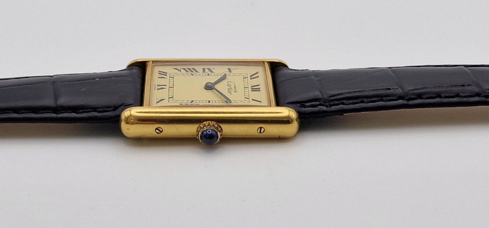 Must de Cartier Tank 18ct Gold on Silver Vintage Mid Size  Mechanical Watch.