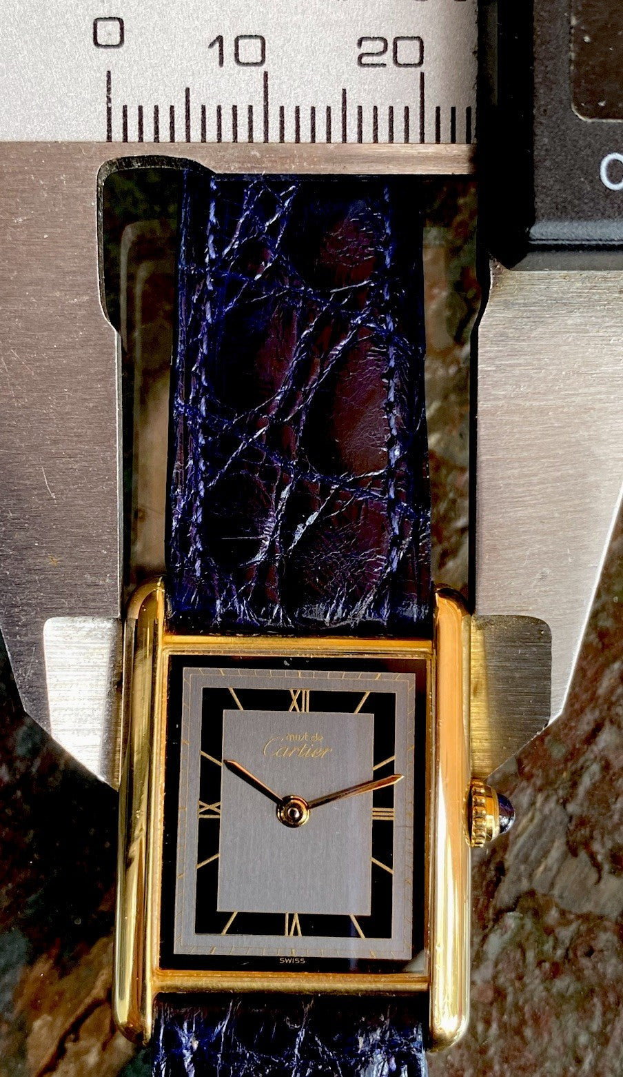 Cartier Tank LM Quartz - 925 Silver & 18K Gold Plate, Burgundy Strap, Ref. 590005
