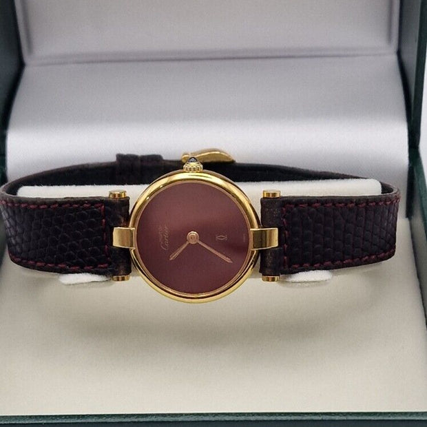 Must de Cartier Ladies Watch, Burgundy Dial