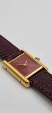 Cartier Tank Red Dial Ladies Watch, 18ct Gold on Silver