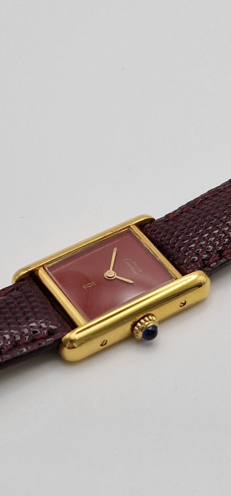 Cartier Tank Red Dial Ladies Watch, 18ct Gold on Silver