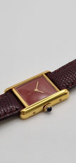Cartier Tank Red Dial Ladies Watch, 18ct Gold on Silver
