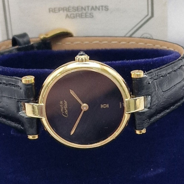 Must de Cartier Vendome Ladies Watch, Black Dial