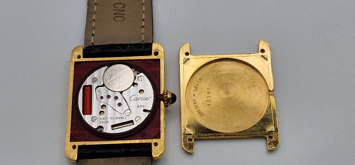 Must de Cartier Tank Gold Watch, Box & Papers, 1989