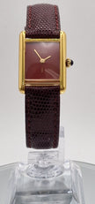 Cartier Tank Red Dial Ladies Watch, 18ct Gold on Silver