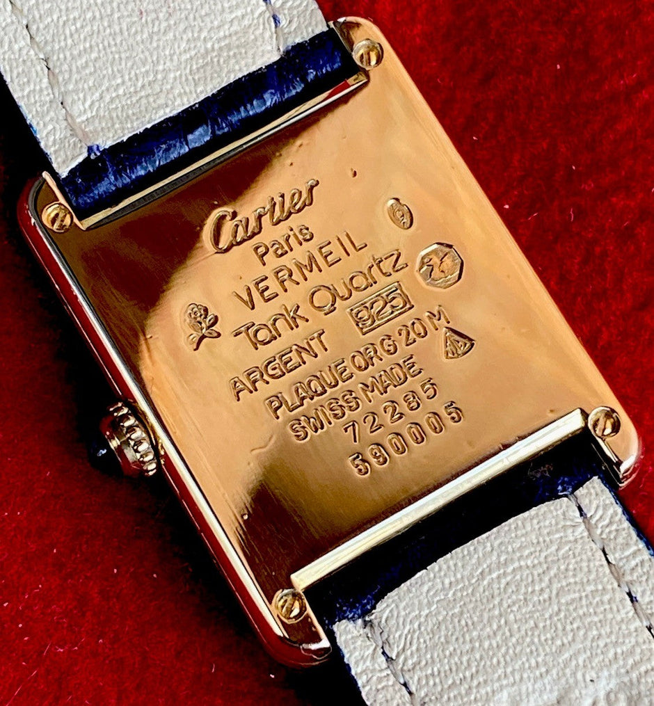 Cartier Tank LM Quartz - 925 Silver & 18K Gold Plate, Burgundy Strap, Ref. 590005