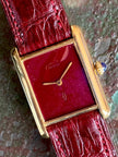 Cartier Tank LM Manual Wind Watch, Burgundy Dial | Watchlunex