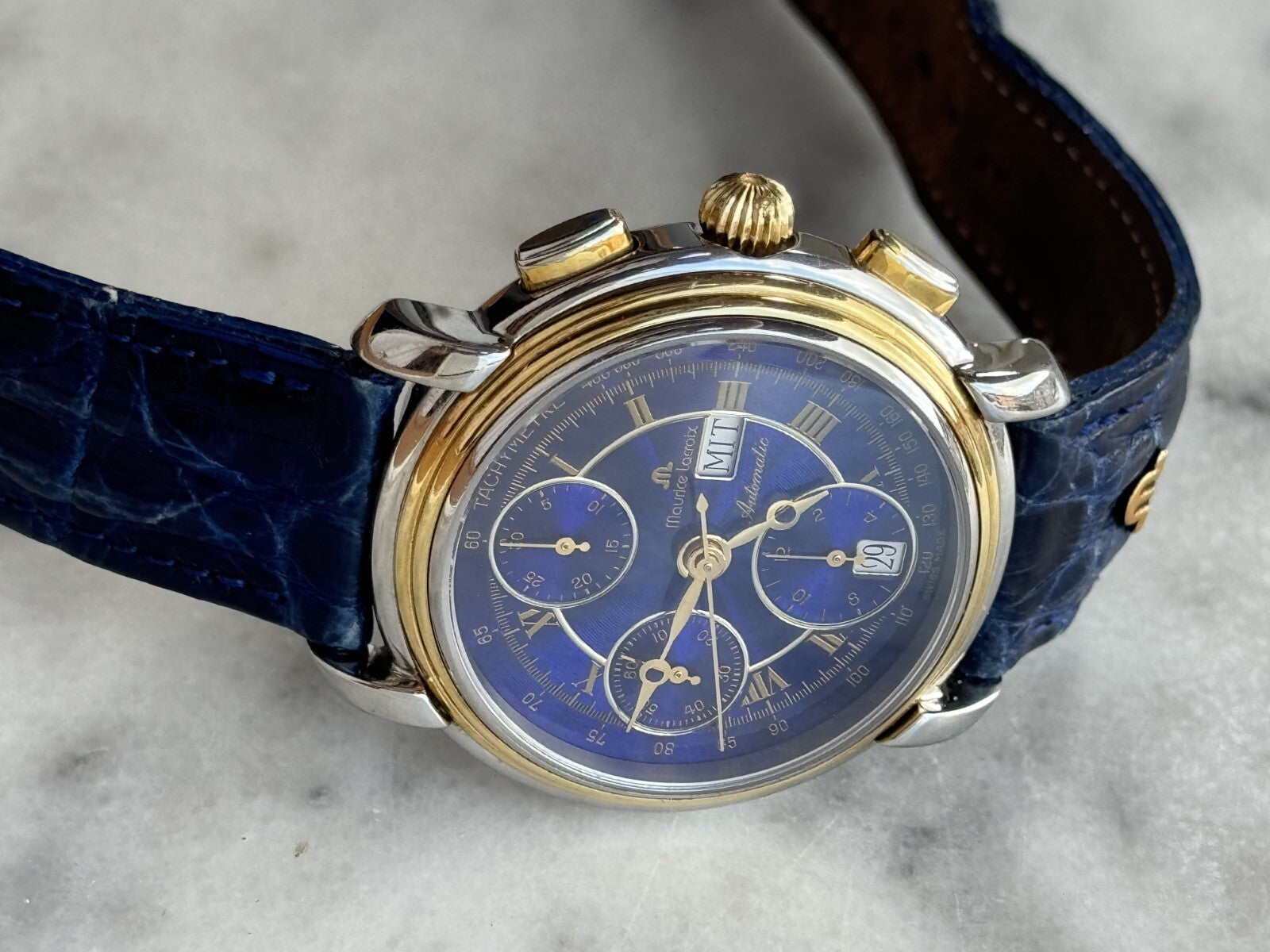 Maurice Lacroix Masterpiece Chronograph Automatic Blue Dial Mens 38mm 67413