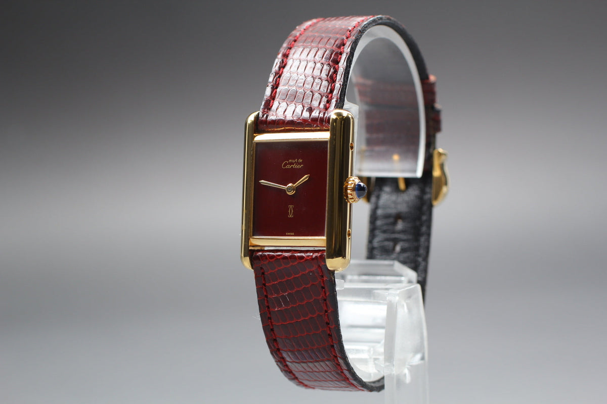 Cartier Must Tank Red Dial Watch, Full Set