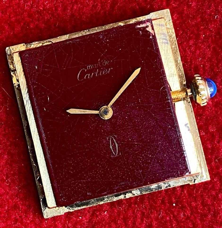 Cartier Tank LM Manual Wind Watch, Burgundy Dial | Watchlunex