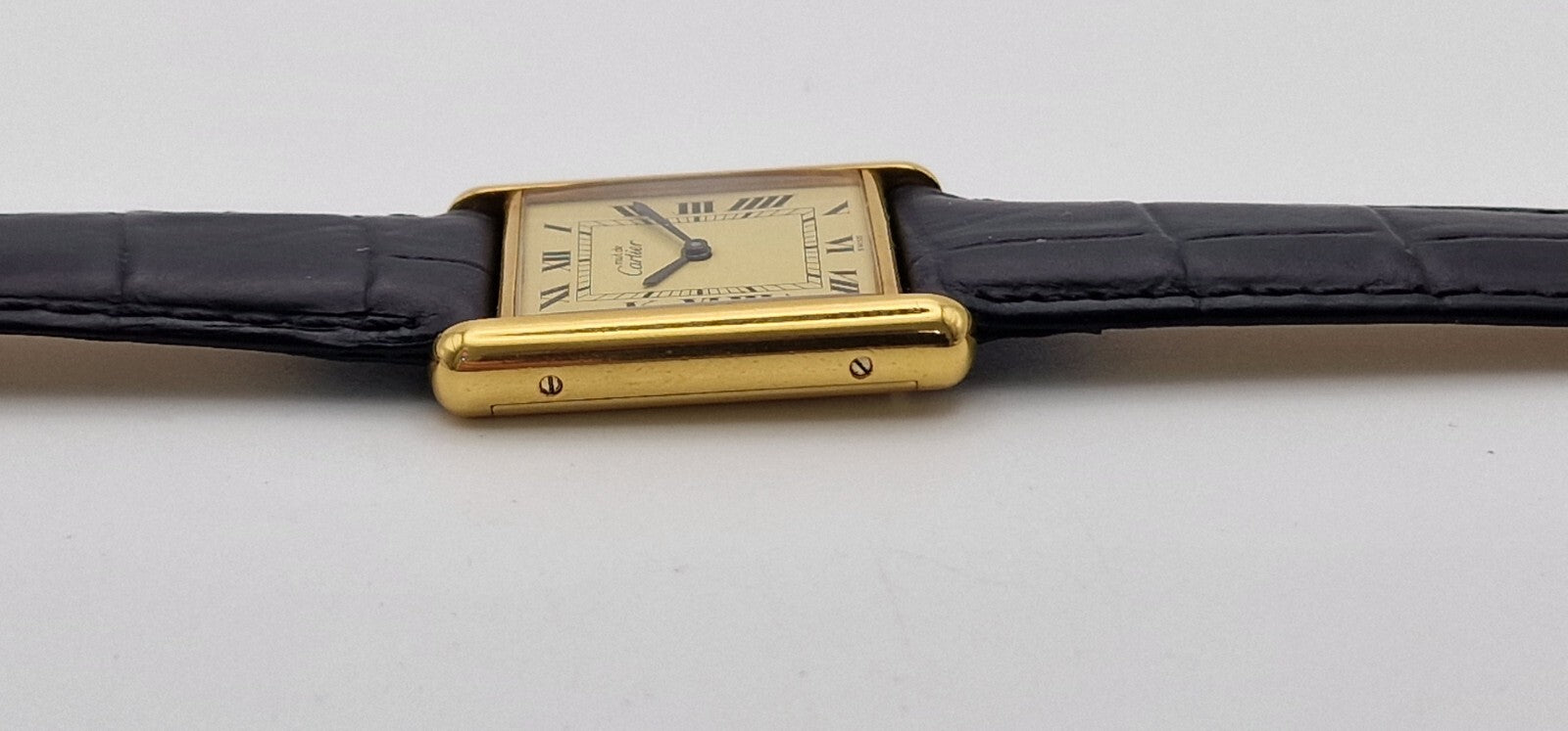 Must de Cartier Tank 18ct Gold on Silver Vintage Mid Size  Mechanical Watch.