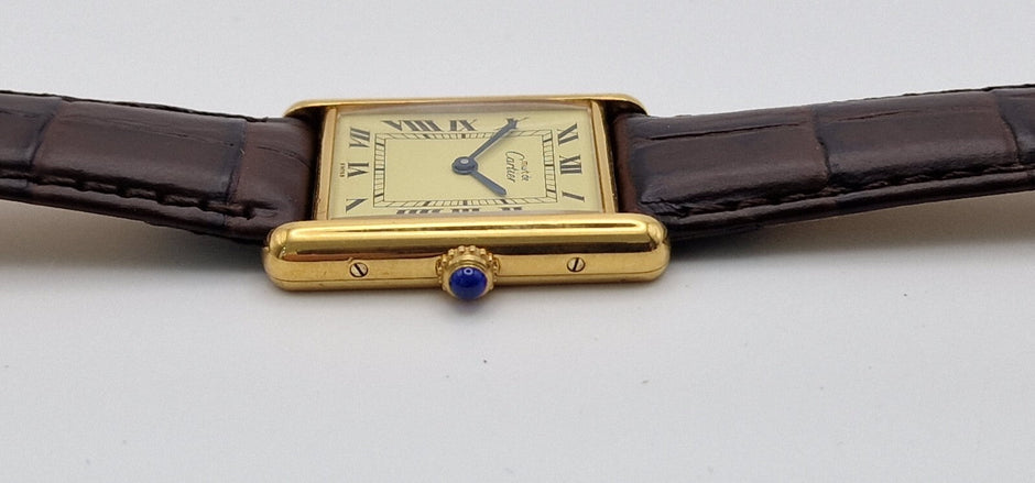 Must de Cartier Tank Watch, New Brown Strap