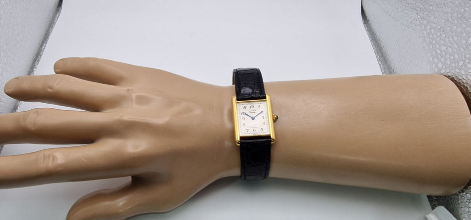 Must de Cartier Tank Gold Watch, Box & Papers, 1989