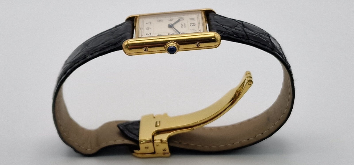 Must de Cartier Tank Gold Watch, Box & Papers, 1989